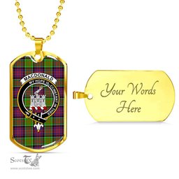 Scottish MacDonald (Clan Ranald) Clan Tartan Dog Tag Necklace - Crest Classic Scottish Plaid Tartan Plaid