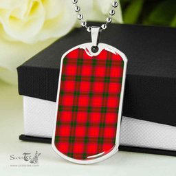 Scottish MacNab Modern Clan Tartan Dog Tag Necklace - Classic Scottish Plaid Tartan Plaid