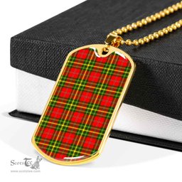 Scottish Leask Clan Tartan Dog Tag Necklace - Classic Scottish Plaid Tartan Plaid