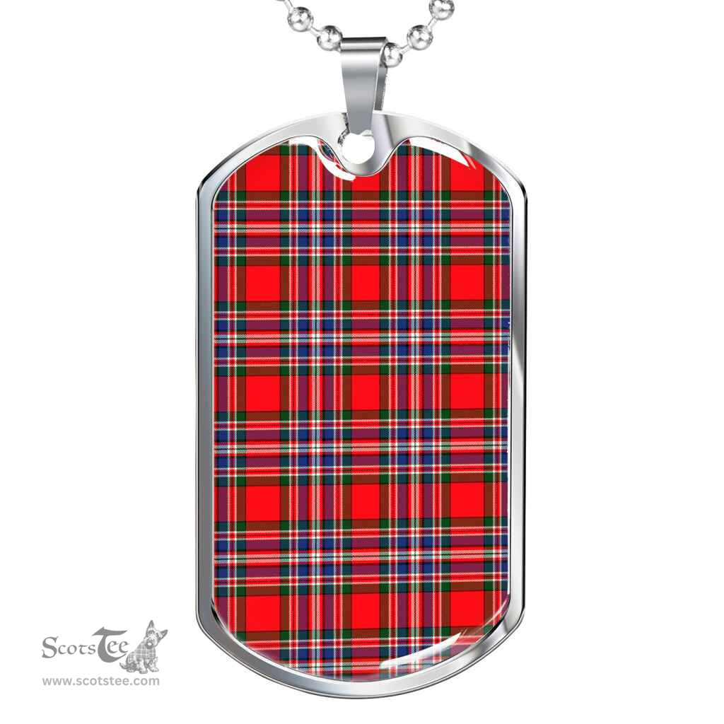 Scottish MacFarlane Modern Clan Tartan Dog Tag Necklace - Classic Scottish Plaid Tartan Plaid