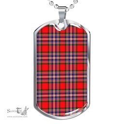 Scottish MacFarlane Modern Clan Tartan Dog Tag Necklace - Classic Scottish Plaid Tartan Plaid