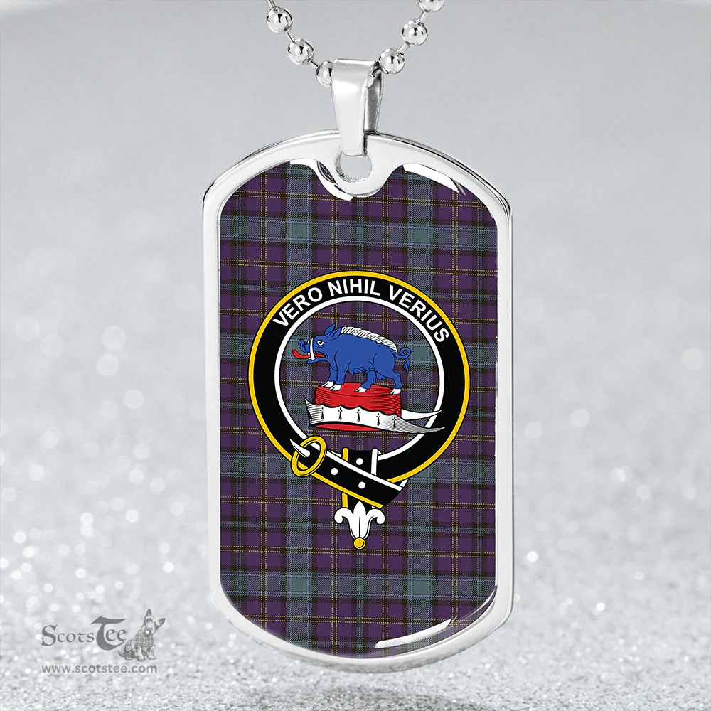 ScottishPlaid Weir Weathered Clan Tartan Dog Tag Necklace - Crest Classic Scottish Plaid Tartan Plaid