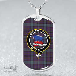 ScottishPlaid Weir Weathered Clan Tartan Dog Tag Necklace - Crest Classic Scottish Plaid Tartan Plaid