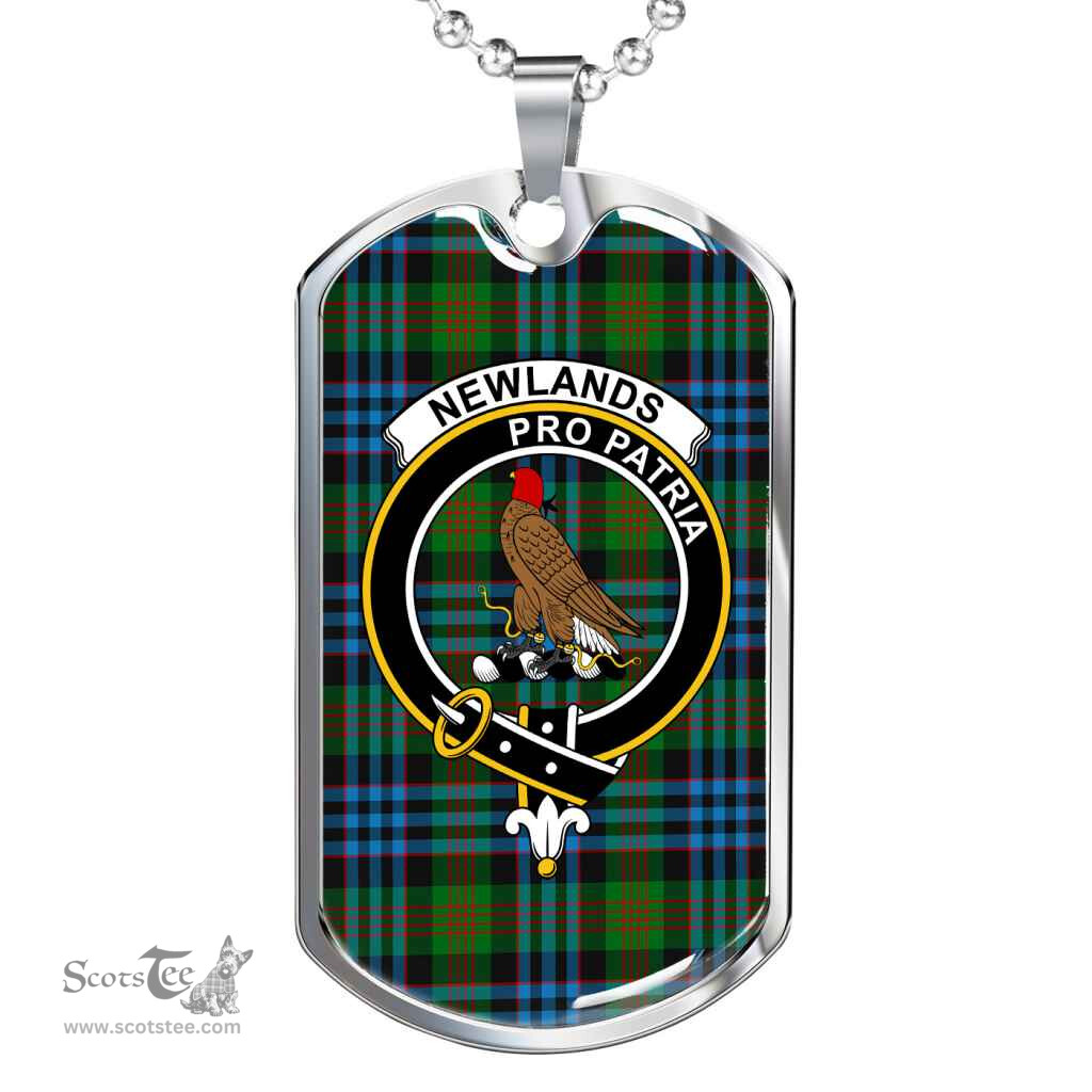 Scottish Newlands Clan Tartan Dog Tag Necklace - Crest Classic Scottish Plaid Tartan Plaid