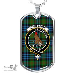 Scottish Newlands Clan Tartan Dog Tag Necklace - Crest Classic Scottish Plaid Tartan Plaid