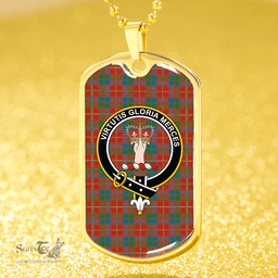 ScottishPlaid Robertson White line (Robertson New) Ancient Clan Tartan Dog Tag Necklace - Crest Classic Scottish Plaid Tartan Plaid