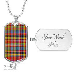 Scottish Ogilvie of Airlie Ancient Clan Tartan Dog Tag Necklace - Classic Scottish Plaid Tartan Plaid
