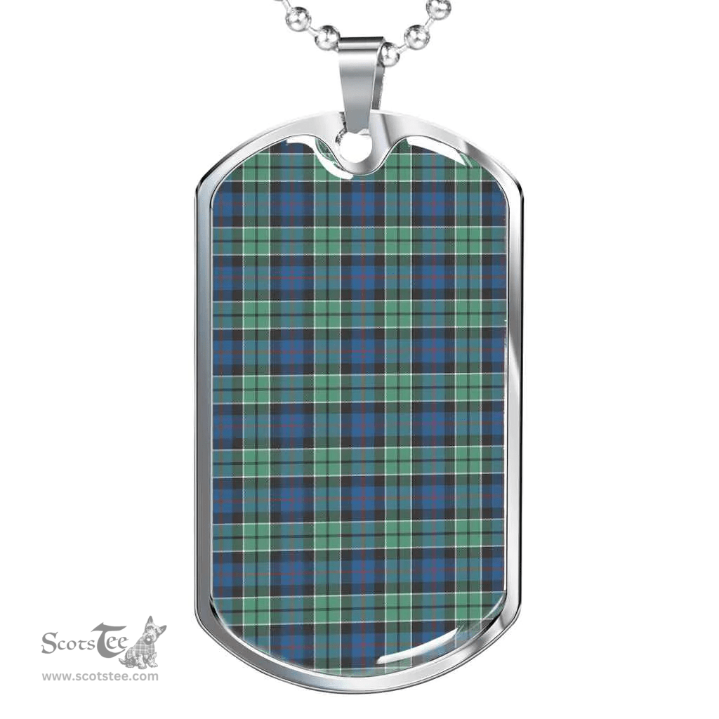 Scottish Leslie Hunting Ancient Clan Tartan Dog Tag Necklace - Classic Scottish Plaid Tartan Plaid