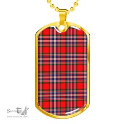 Scottish MacFarlane Modern Clan Tartan Dog Tag Necklace - Classic Scottish Plaid Tartan Plaid