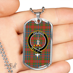 ScottishPlaid MacIntyre Ancient Clan Tartan Dog Tag Necklace - Crest Classic Scottish Plaid Tartan Plaid
