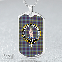 ScottishPlaid Miller # 2 Weathered Clan Tartan Dog Tag Necklace - Crest Classic Scottish Plaid Tartan Plaid