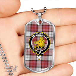 ScottishPlaid MacKellar Dress Red #2 Weathered Clan Tartan Dog Tag Necklace - Crest Classic Scottish Plaid Tartan Plaid