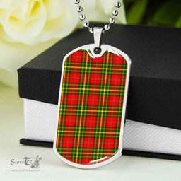 Scottish Leask Clan Tartan Dog Tag Necklace - Classic Scottish Plaid Tartan Plaid