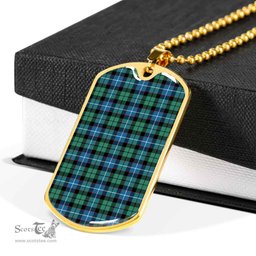 Scottish Galbraith Ancient Clan Tartan Dog Tag Necklace - Classic Scottish Plaid Tartan Plaid