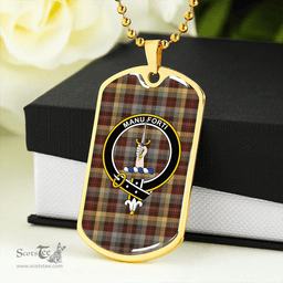 ScottishPlaid MacKay of Strathnaver Weathered Clan Tartan Dog Tag Necklace - Crest Classic Scottish Plaid Tartan Plaid