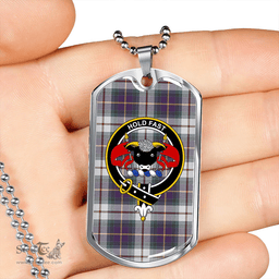 ScottishPlaid MacLeod of California Weathered Clan Tartan Dog Tag Necklace - Crest Classic Scottish Plaid Tartan Plaid