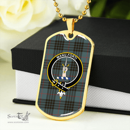 ScottishPlaid MacKay Blue (Vestiarium Scoticum) Weathered Clan Tartan Dog Tag Necklace - Crest Classic Scottish Plaid Tartan Plaid
