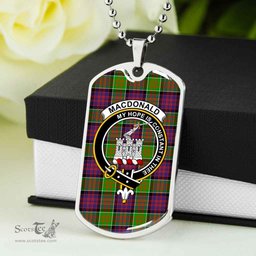 Scottish MacDonald (Clan Ranald) Clan Tartan Dog Tag Necklace - Crest Classic Scottish Plaid Tartan Plaid