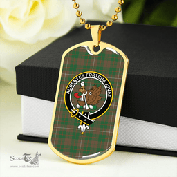 ScottishPlaid MacKinnon Hunting Ancient Clan Tartan Dog Tag Necklace - Crest Classic Scottish Plaid Tartan Plaid