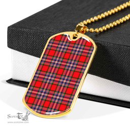 Scottish MacFarlane Modern Clan Tartan Dog Tag Necklace - Classic Scottish Plaid Tartan Plaid