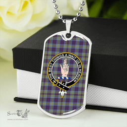 ScottishPlaid Miller # 2 Weathered Clan Tartan Dog Tag Necklace - Crest Classic Scottish Plaid Tartan Plaid