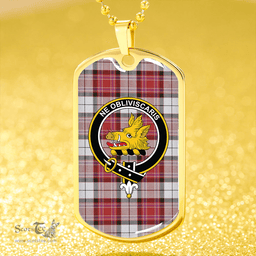ScottishPlaid MacKellar Dress Red #2 Weathered Clan Tartan Dog Tag Necklace - Crest Classic Scottish Plaid Tartan Plaid