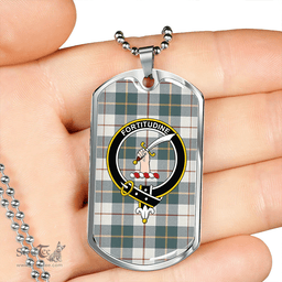 ScottishPlaid MacRae of Conchra Weathered Clan Tartan Dog Tag Necklace - Crest Classic Scottish Plaid Tartan Plaid