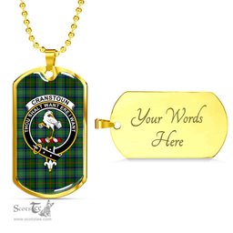 Scottish Cranstoun Clan Tartan Dog Tag Necklace - Crest Classic Scottish Plaid Tartan Plaid