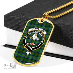 Scottish Cranstoun Clan Tartan Dog Tag Necklace - Crest Classic Scottish Plaid Tartan Plaid