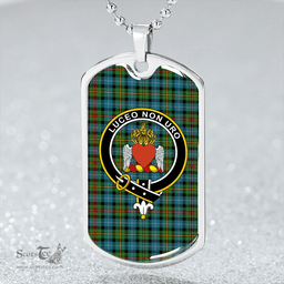 ScottishPlaid Smith (Gow Hunting) Ancient Clan Tartan Dog Tag Necklace - Crest Classic Scottish Plaid Tartan Plaid