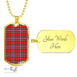 Scottish MacFarlane Modern Clan Tartan Dog Tag Necklace - Classic Scottish Plaid Tartan Plaid