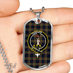 ScottishPlaid MacLellan Modern Clan Tartan Dog Tag Necklace - Crest Classic Scottish Plaid Tartan Plaid