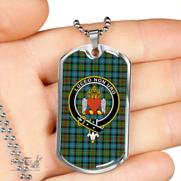 ScottishPlaid Smith (Gow Hunting) Ancient Clan Tartan Dog Tag Necklace - Crest Classic Scottish Plaid Tartan Plaid