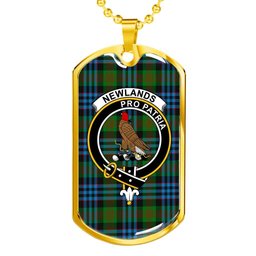 Scottish Newlands Clan Tartan Dog Tag Necklace - Crest Classic Scottish Plaid Tartan Plaid