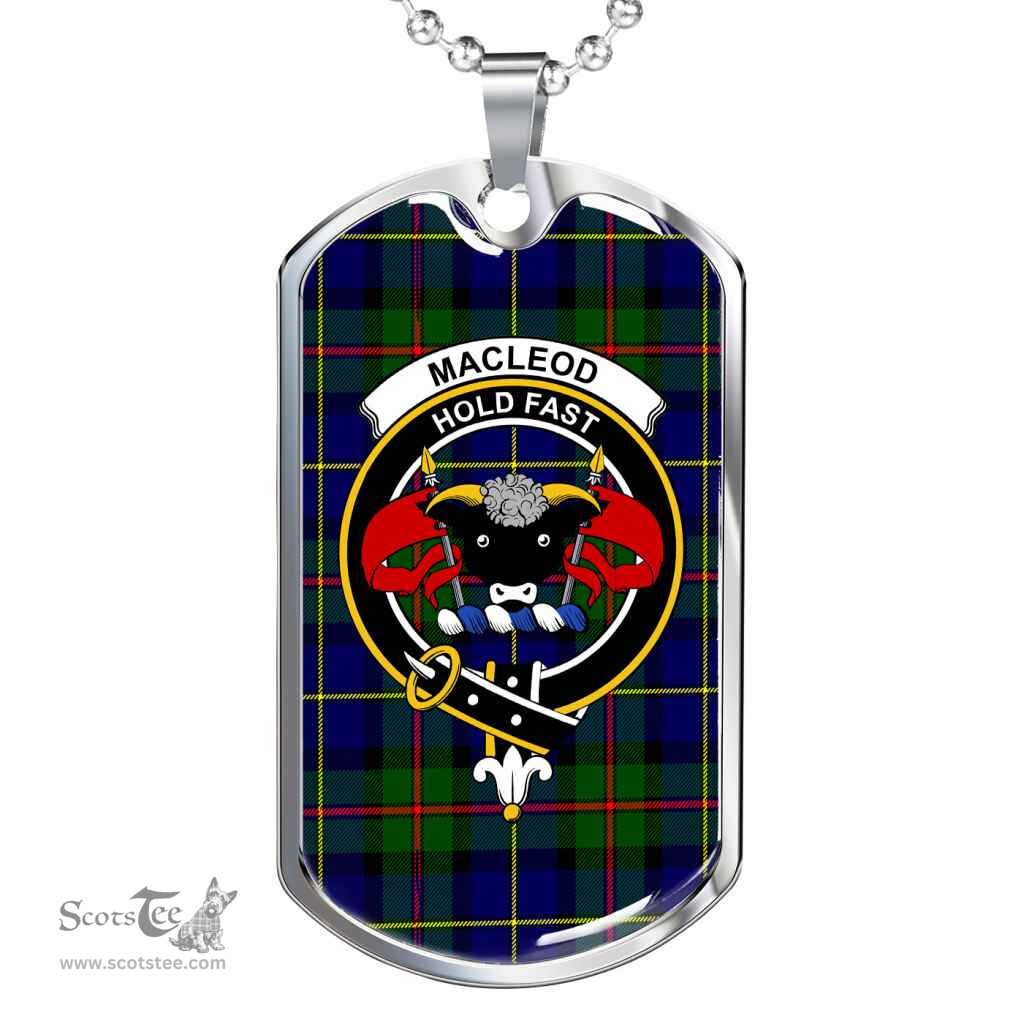 Scottish MacLeod of Lewis Clan Tartan Dog Tag Necklace - Crest Classic Scottish Plaid Tartan Plaid