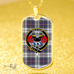 ScottishPlaid MacLeod of California Weathered Clan Tartan Dog Tag Necklace - Crest Classic Scottish Plaid Tartan Plaid