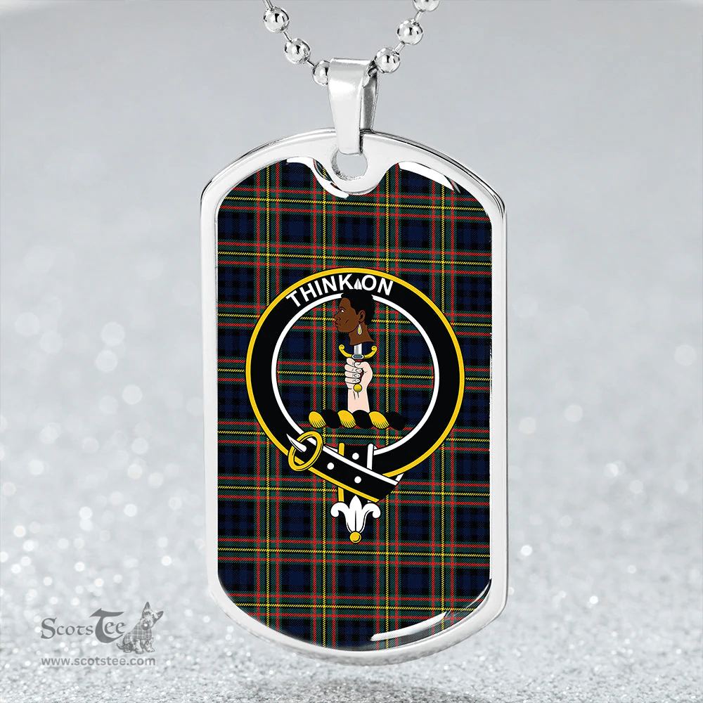 ScottishPlaid MacLellan Modern Clan Tartan Dog Tag Necklace - Crest Classic Scottish Plaid Tartan Plaid