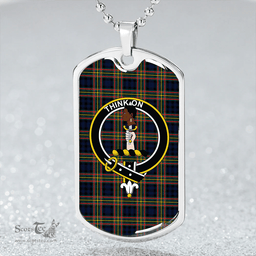 ScottishPlaid MacLellan Modern Clan Tartan Dog Tag Necklace - Crest Classic Scottish Plaid Tartan Plaid