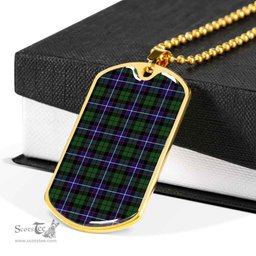 Scottish Galbraith Modern Clan Tartan Dog Tag Necklace - Classic Scottish Plaid Tartan Plaid