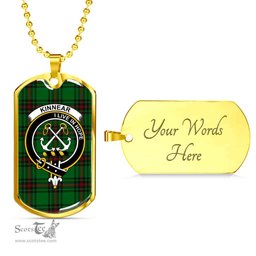 Scottish Kinnear Clan Tartan Dog Tag Necklace - Crest Classic Scottish Plaid Tartan Plaid