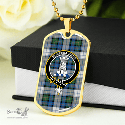 ScottishPlaid Malcolm Dress Variant Ancient Clan Tartan Dog Tag Necklace - Crest Classic Scottish Plaid Tartan Plaid