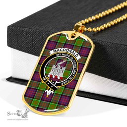 Scottish MacDonald (Clan Ranald) Clan Tartan Dog Tag Necklace - Crest Classic Scottish Plaid Tartan Plaid