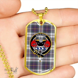 ScottishPlaid MacLeod of California Weathered Clan Tartan Dog Tag Necklace - Crest Classic Scottish Plaid Tartan Plaid