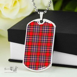 Scottish MacFarlane Modern Clan Tartan Dog Tag Necklace - Classic Scottish Plaid Tartan Plaid
