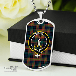 ScottishPlaid MacLellan Modern Clan Tartan Dog Tag Necklace - Crest Classic Scottish Plaid Tartan Plaid