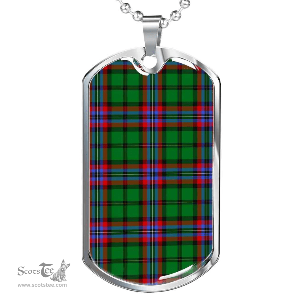 Scottish McGeachie Clan Tartan Dog Tag Necklace - Classic Scottish Plaid Tartan Plaid