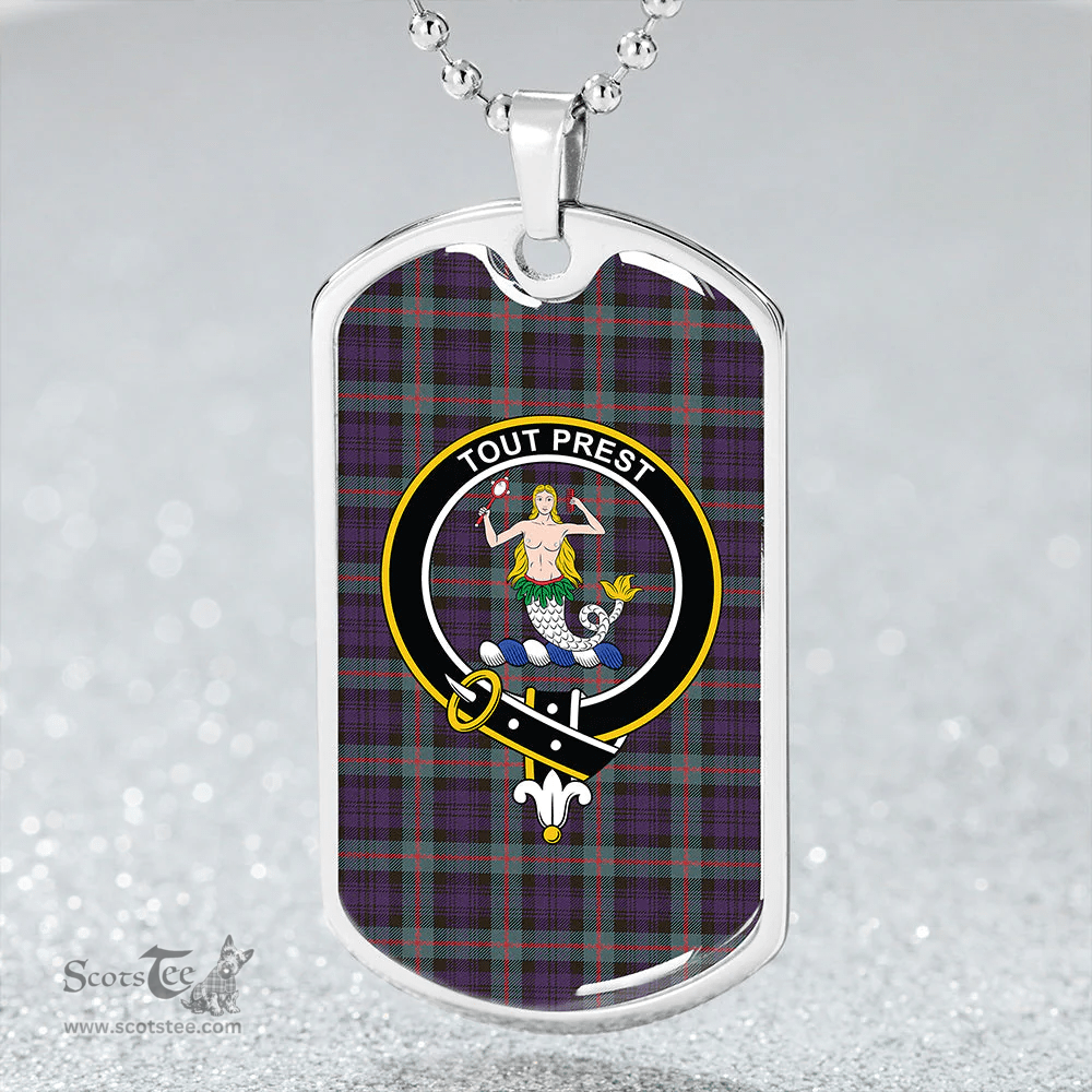 ScottishPlaid Murray Weathered Clan Tartan Dog Tag Necklace - Crest Classic Scottish Plaid Tartan Plaid