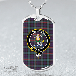 ScottishPlaid Murray Weathered Clan Tartan Dog Tag Necklace - Crest Classic Scottish Plaid Tartan Plaid
