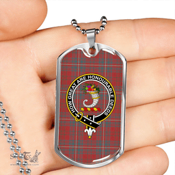 ScottishPlaid Walker Evening Weathered Clan Tartan Dog Tag Necklace - Crest Classic Scottish Plaid Tartan Plaid