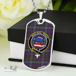 ScottishPlaid Weir Weathered Clan Tartan Dog Tag Necklace - Crest Classic Scottish Plaid Tartan Plaid